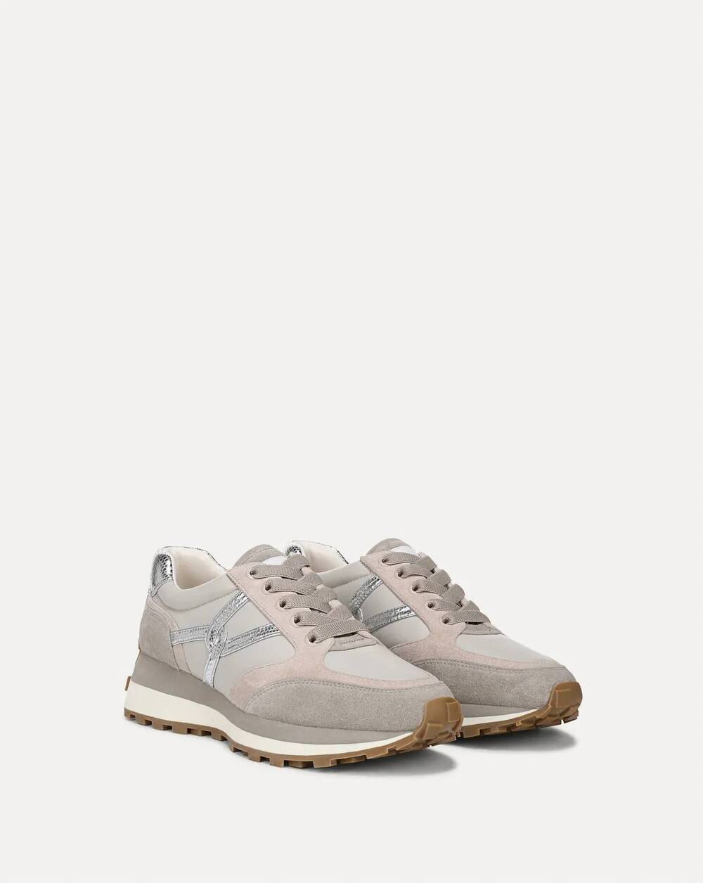 NEW VERONICA BEARD women's valentina sneaker in grey suede/ metallic